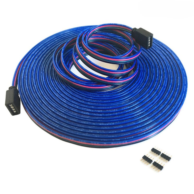 Hualand 10m/32.8ft RGB LED Strip Extension Cable with Full Copper Wires Inside - 4 Pin RGB Wire for 5050 3528 LED Strip - Image 1